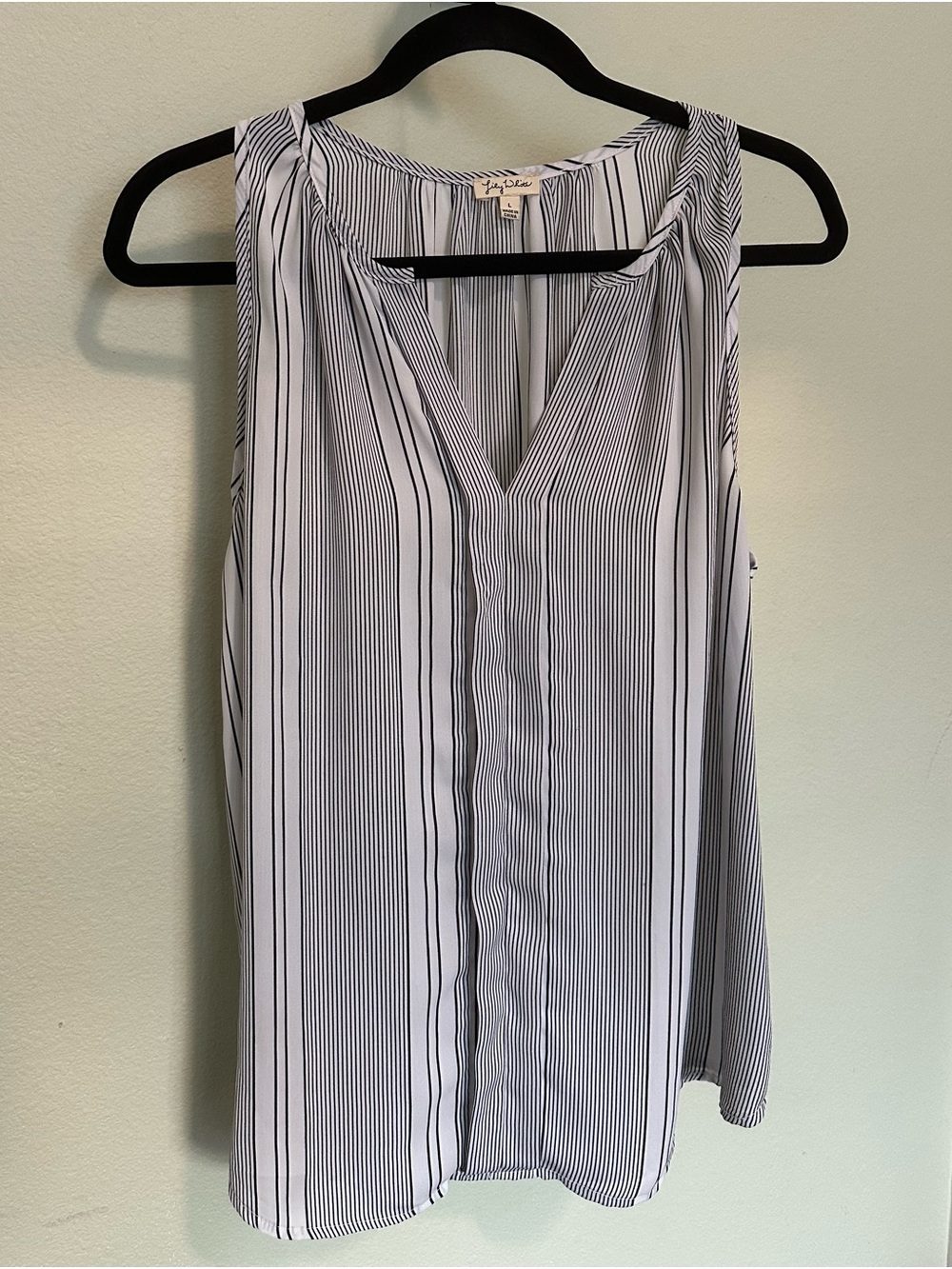Lily White Black and White Striped V-Neck Tank